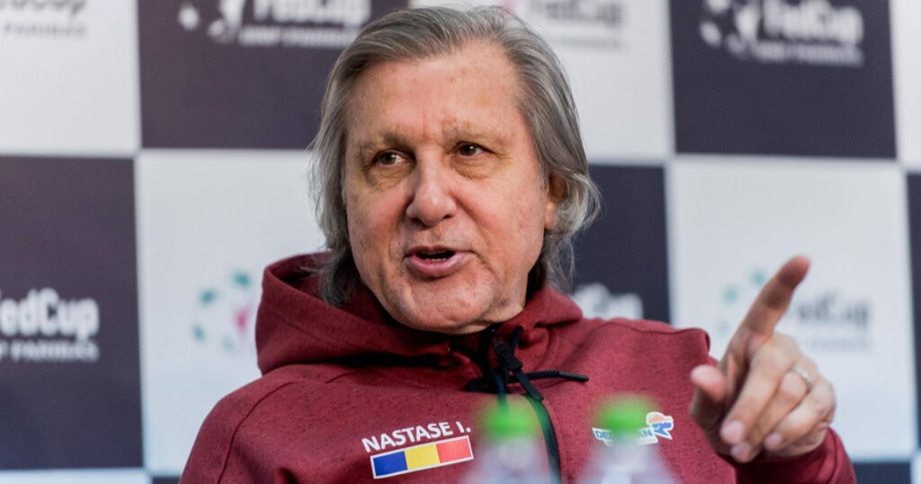 Ilie Nastase as the Romanian Fed Cup team captain in 2017