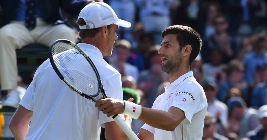 Sam Querrey & Novak Djokovic at Wimbledon in 2016