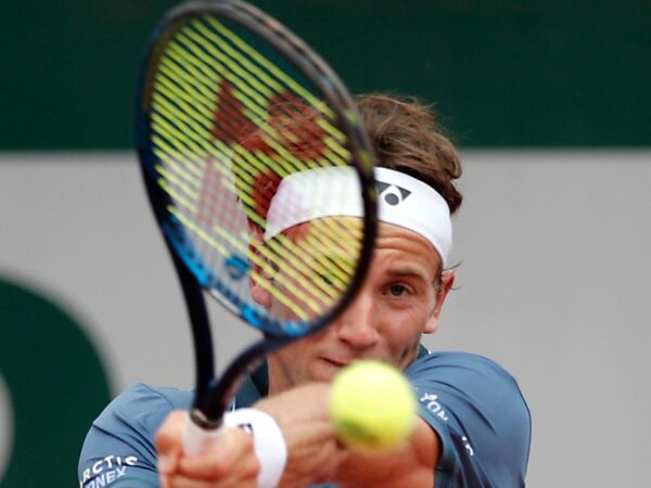 Norway's Casper Ruud in action during his third round match against Spain's Alejandro Davidovich Fokina