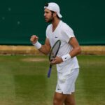 Karen Khachanov at Wimbledon in 2021