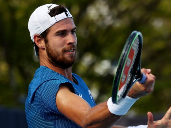 Ariake Tennis Park - Tokyo, Japan - July 27, 2021. Karen Khachanov in action