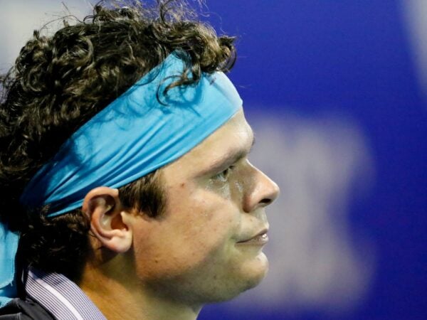 Mexican Open - Acapulco, Mexico - March 16, 2021 Canada's Milos Raonic reacts during his first round match