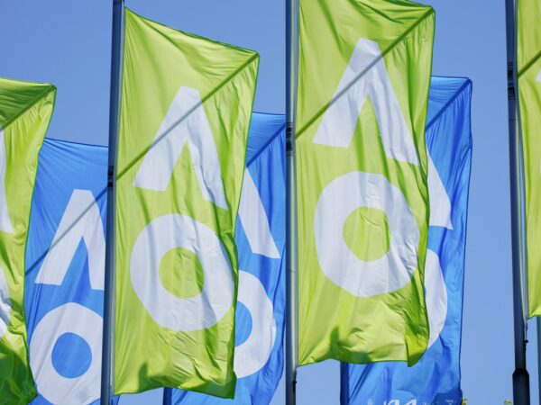 A general view of Australian Open flags in Melbourne, Australia, January 20, 2021.