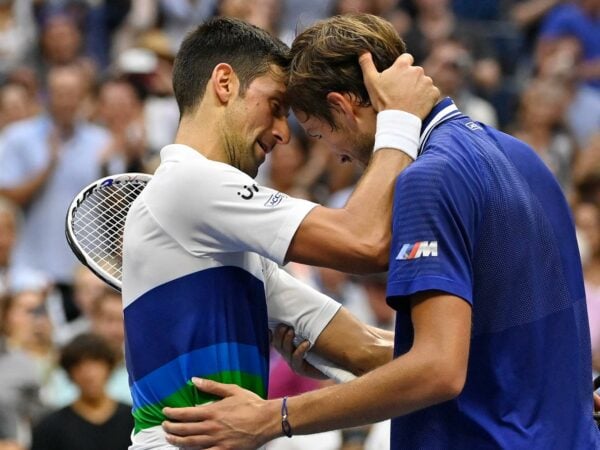 Novak Djokovic & Daniil Medvedev after the 2021 US Open Final
