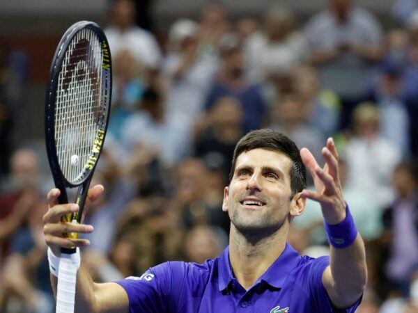 Novak Djokovic at the 2021 U.S. Open tennis tournament at USTA Billie Jean King National Tennis Center.