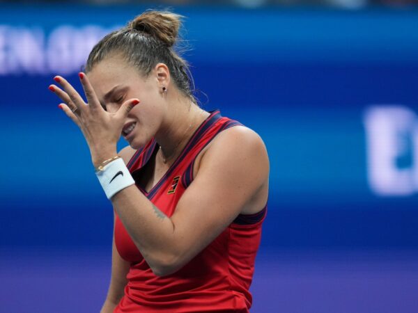 Aryna Sabalenka at the 2021 U.S. Open tennis tournament at USTA Billie Jean King National Tennis Center.