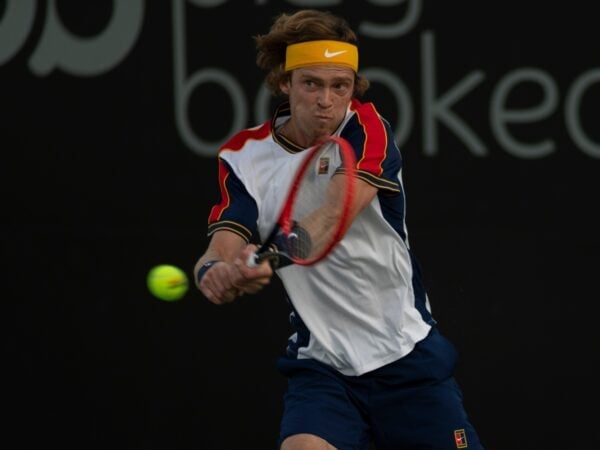 Andrey Rublev at the San Diego Open tennis tournament.