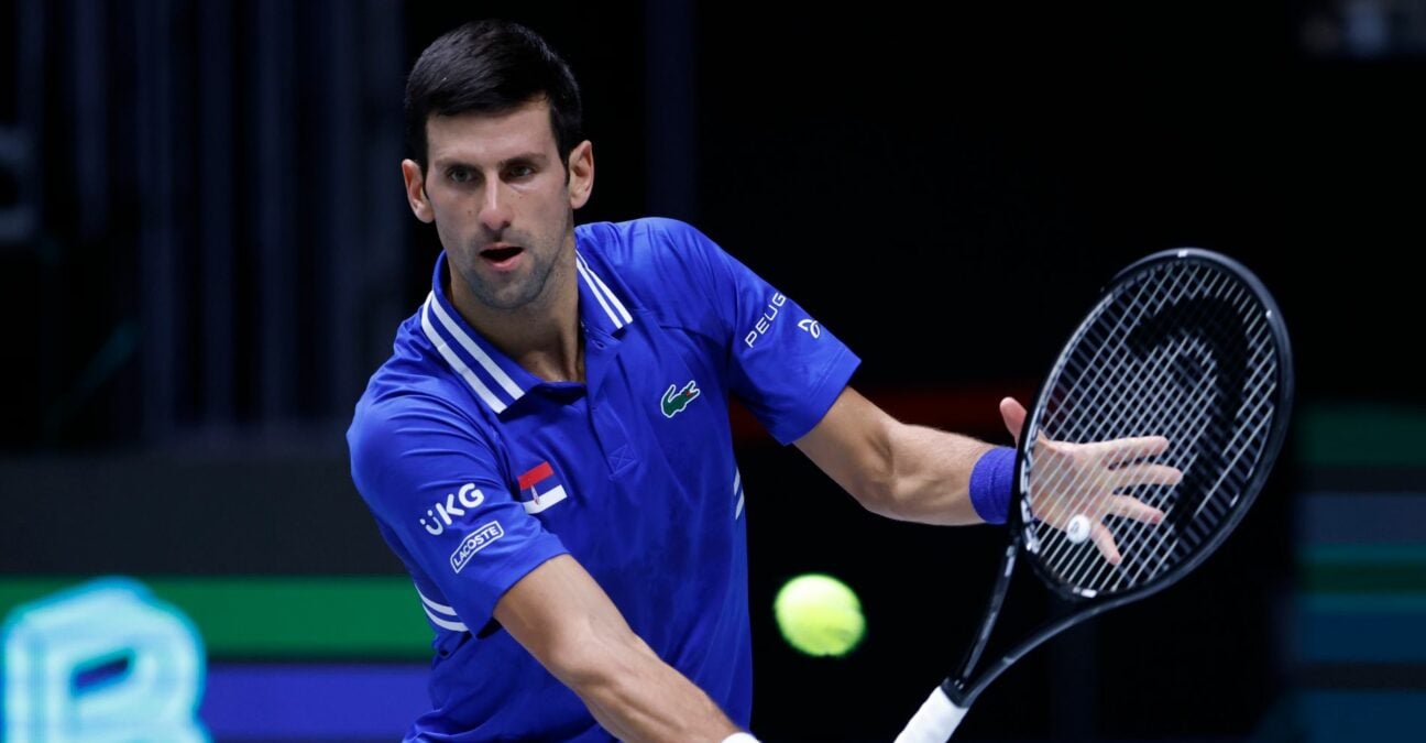 Serbia's Novak Djokovic in action during his match against Austria's Dennis Novak