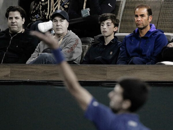 Pete Sampras watching Novak Djokovic, 2019