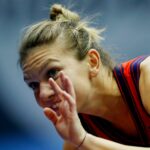 Romania's Simona Halep celebrates after winning her round of 16 match in Linz