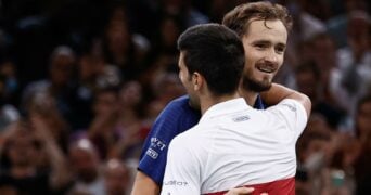 Daniil Medvedev and Novak Djokovic