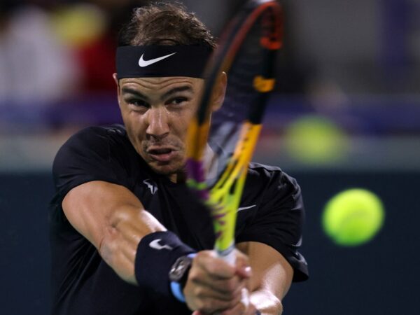 Spain's Rafael Nadal in action during his semi final match against Britain's Andy Murray at the Mubadala World Tennis Championship - Abu Dhabi