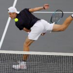 Canada's Denis Shapovalov in action during his semi final match against Russia's Andrey Rublev at the Mubadala World Tennis Championships in Abu Dhabi