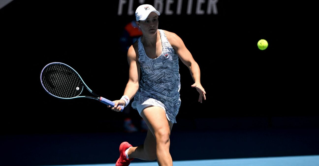 Australia's Ashleigh Barty in action during her second round match against Italy's Lucia Bronzetti
