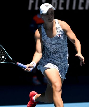 Australia's Ashleigh Barty in action during her second round match against Italy's Lucia Bronzetti