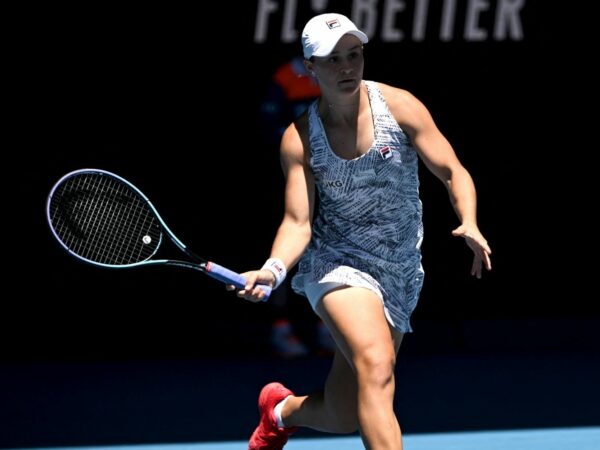 Australia's Ashleigh Barty in action during her second round match against Italy's Lucia Bronzetti