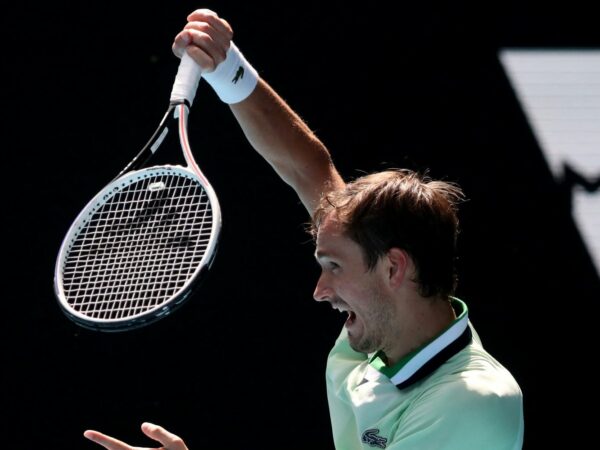 Daniil Medvedev in action during his first round match
