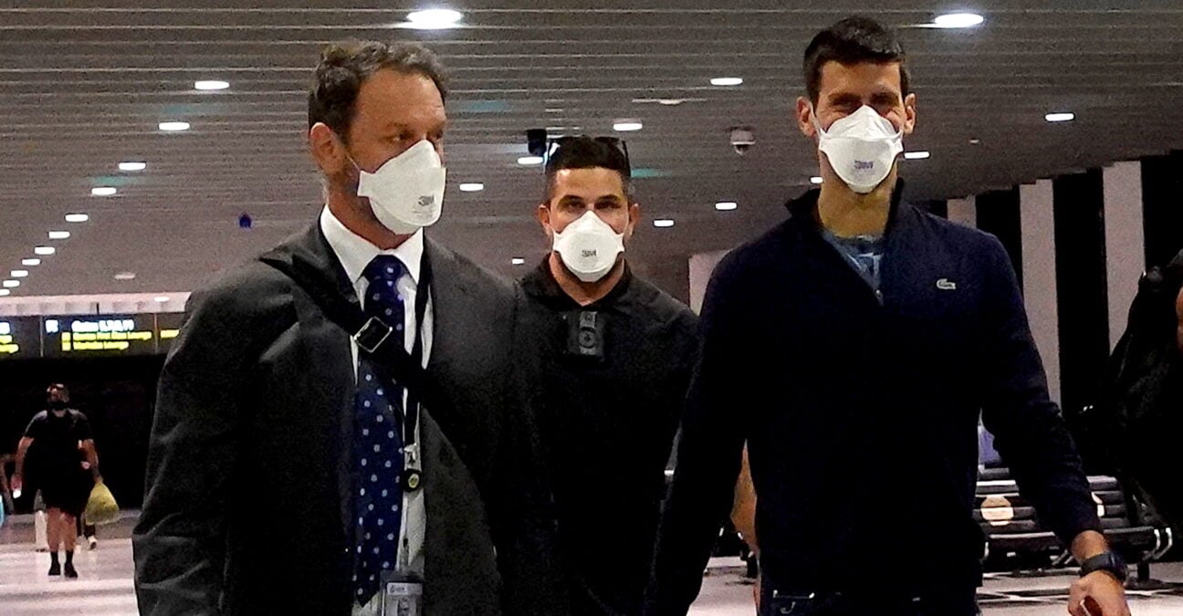 Novak Djokovic, Melbourne airport, 2022