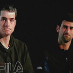 John Isner and Novak Djokovic in 2018
