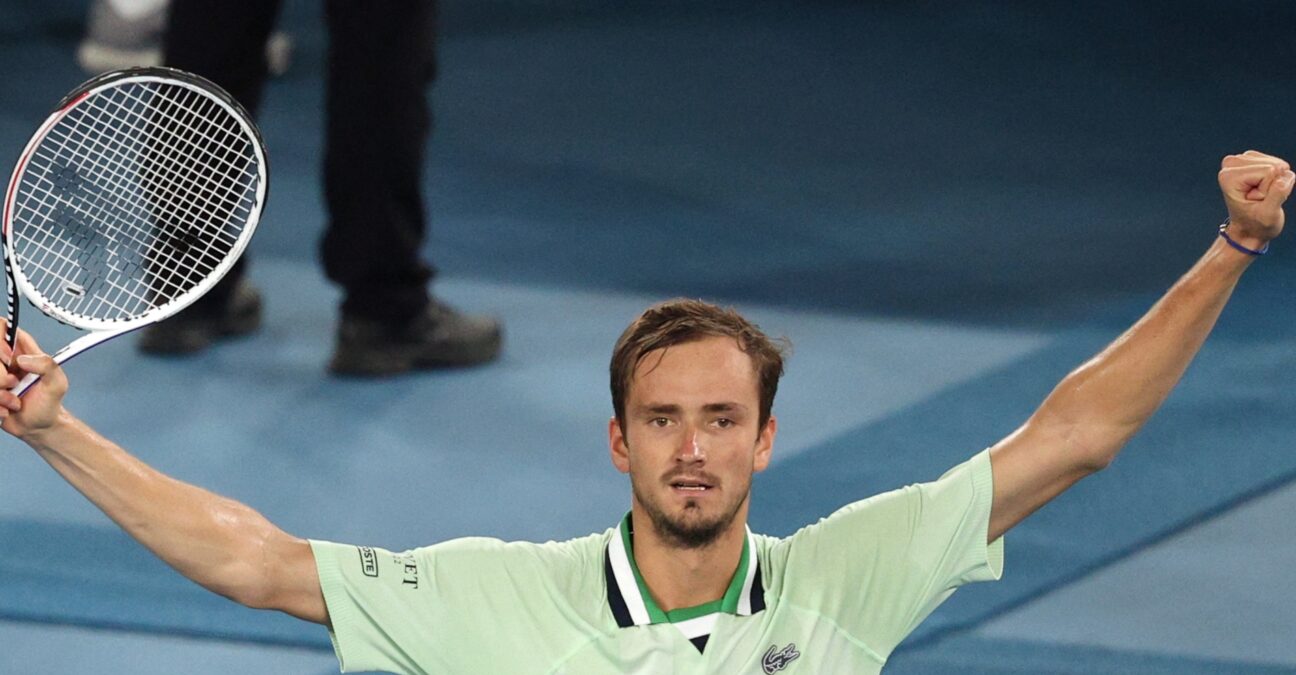 Daniil Medvedev celebrates AO 2022