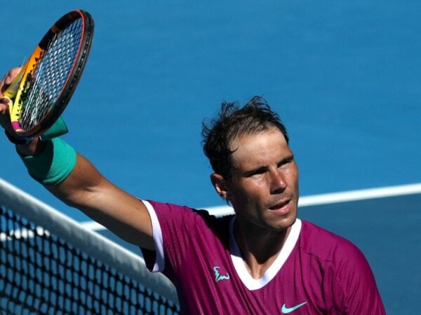 Spain's Rafael Nadal celebrates winning his second round match against Germany's Yannick Hanfmann