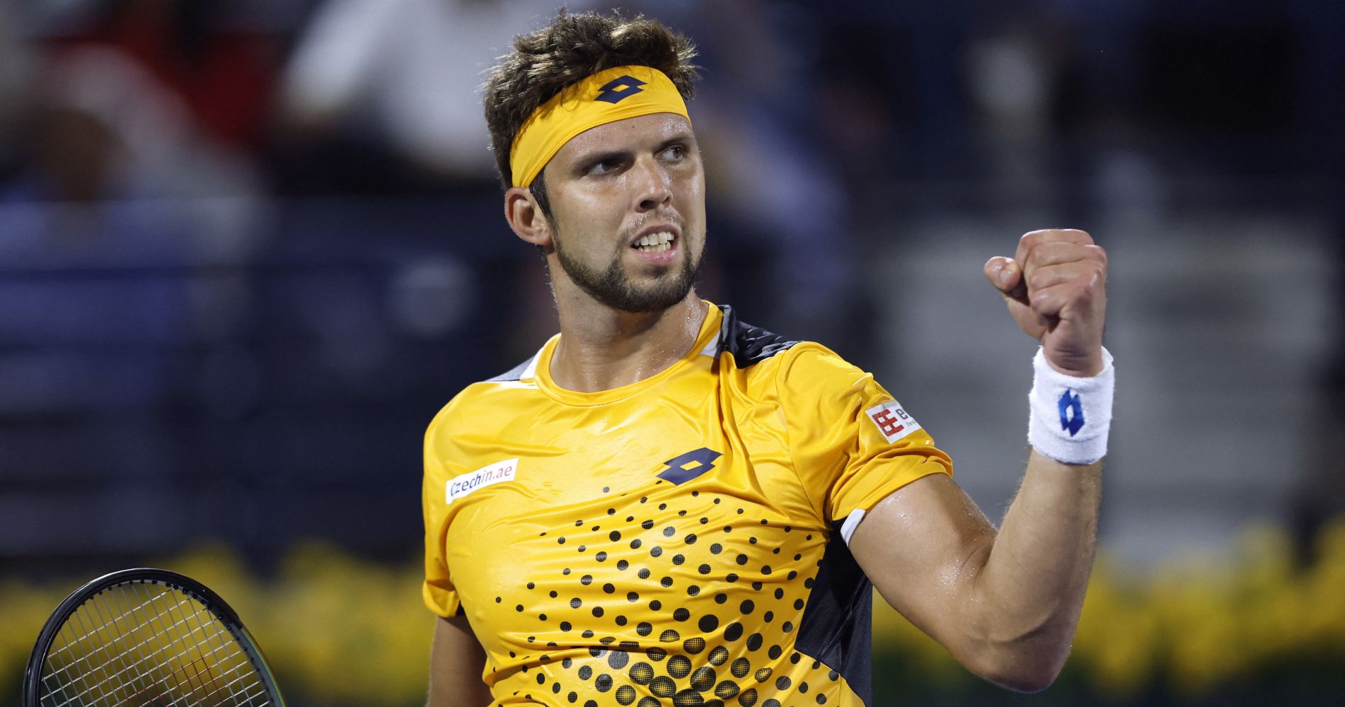 Czech Republic's Jiri Vesely during his quarter final match against Serbia's Novak Djokovic at the Dubai Tennis Championships