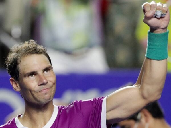 Spain's Rafael Nadal celebrates winning his match against Denis Kudla of the U.S. at the Abierto Mexicano Open in Acapulco