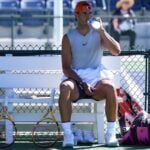Rafael Nadal and Carlos Alcaraz at practice