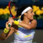 Caroline Garcia at the 2022 Dubai Duty Free Tennis Championships WTA 1000 tennis tournament