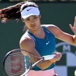 Emma Raducanu during her second round match at the BNP Paribas Open at the Indian Wells Tennis Garden.