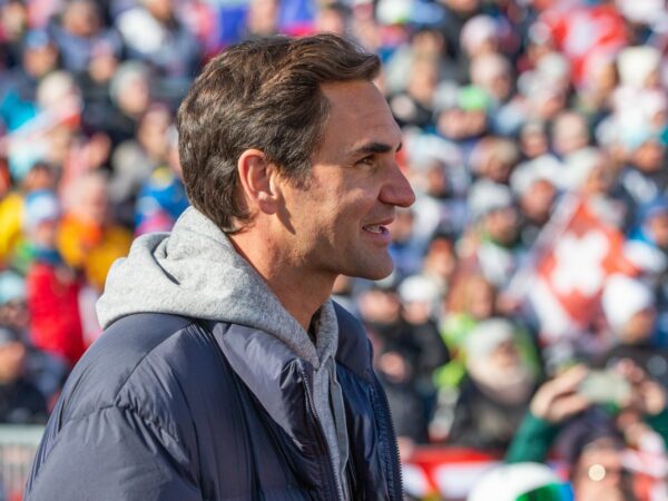 Roger Federer at the Geant Ladies FIS World Cup in Lenzerheide in March 2022