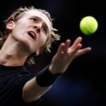 Sebastian Korda of the U.S. at the ATP Masters 1000 Paris Masters