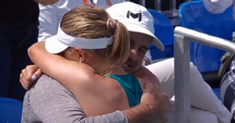Linda Fruhvirtova and her father, Miami 2022