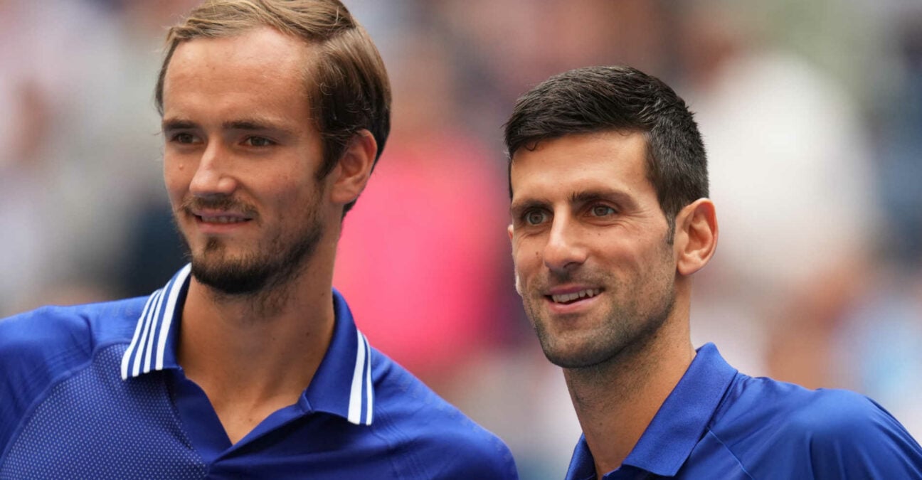 Daniil Medvedev and Novak Djokovic