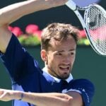 Daniil Medvedev at the BNP Paribas open at the Indian Wells Tennis Garden.