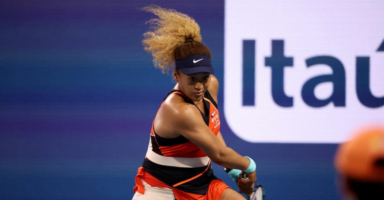 Naomi Osaka during her quarter final match on day 9 of the Miami Open at Hard Rock Stadium