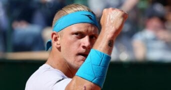 Spain's Alejandro Davidovich Fokina reacts during the final match against Greece's Stefanos Tsitsipas at the ATP Monte Carlo Master