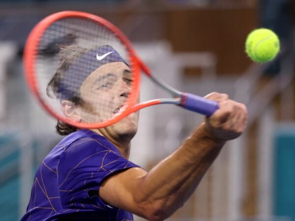 Taylor Fritz at the 2022 Miami Open at Hard Rock Stadium