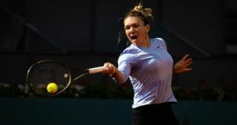 Simona Halep of Romania during practice ahead of the 2022 Mutua Madrid Open WTA 1000 tennis tournament