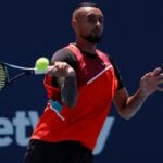 Nick Kyrgios in the Miami Open at Hard Rock Stadium.