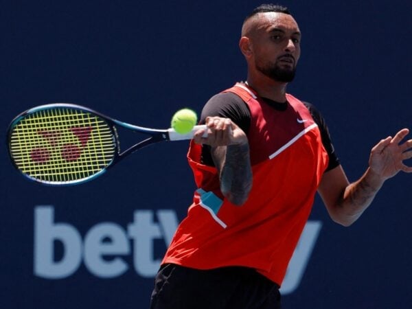Nick Kyrgios in the Miami Open at Hard Rock Stadium.