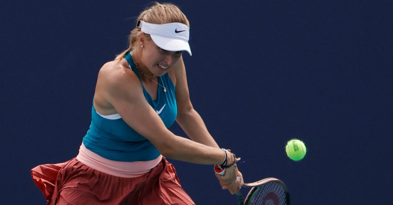 Linda Fruhvirtova at the Miami Open at Hard Rock Stadium.