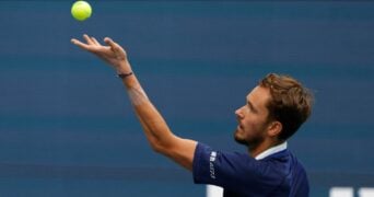 Daniil Medvedev at the Miami Open at Hard Rock Stadium.