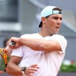 Rafael Nadal of Spain practices during the Mutua Madrid Open 2022