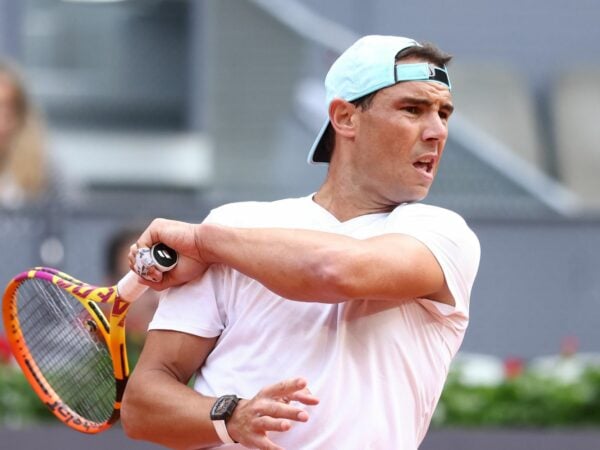 Rafael Nadal of Spain practices during the Mutua Madrid Open 2022
