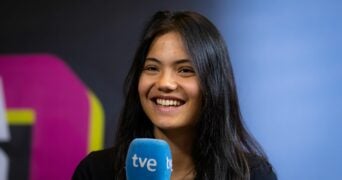Emma Raducanu of Great Britain talks to the media ahead of the 2022 Mutua Madrid Open WTA 1000 tennis tournament
