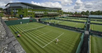 General view over the outside courts at Wimbledon