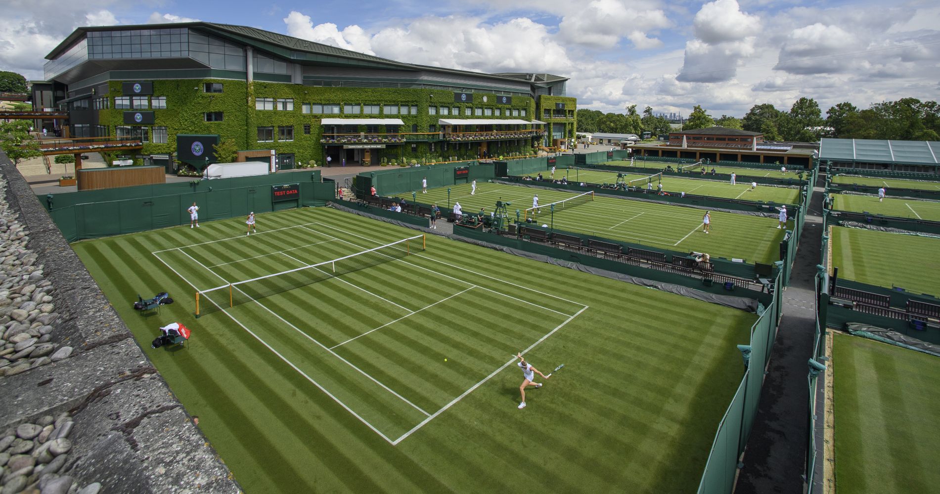 General view over the outside courts at Wimbledon