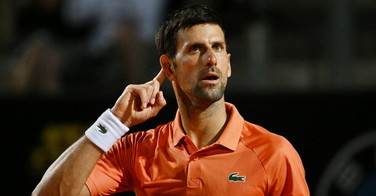 Serbia's Novak Djokovic celebrates winning his quarter final match against Canada's Felix Auger Aliassime at the Italian Open in Rome