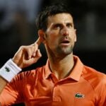 Serbia's Novak Djokovic celebrates winning his quarter final match against Canada's Felix Auger Aliassime at the Italian Open in Rome